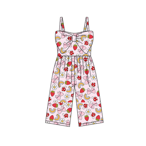 Preorder 01.11 MOQ 5 pcs SR3795 Strawberry Flower Bows Rainbow Girl's Jumpsuit