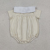 SR3802 Embroidery Jesus Pray Sheep Bibs Baby Boys Romper