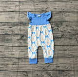 Preorder Samples SR3806 Easter Rabbit Bows Blue Baby Girls Romper