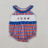 SR3835 Embroidery Farm Animals Barn Baby Girls Romper