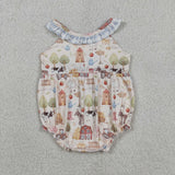 SR3852 Farm Animals Barn Baby Girls Romper