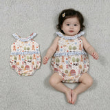 SR3852 Farm Animals Barn Baby Girls Romper