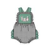 Preorder Samples SR3866 Farm Animals Green Baby Girls Romper