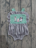 Preorder Samples SR3866 Farm Animals Green Baby Girls Romper