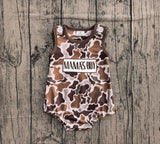 Preorder Samples SR3889 Embroidery MAMA'S BOY Camo Brown Baby Boys Romper