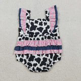 SR3898 Western Cow Baby Girls Romper
