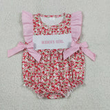 SR3939 Embroidery MAMA's Girl Flower Pink Baby Girls Romper