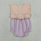 SR3941 Purple Pink Stripe Bibs Baby Girls Romper