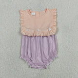 SR3941 Purple Pink Stripe Bibs Baby Girls Romper