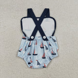 SR3945 Sailboat Navy Baby Boys Romper