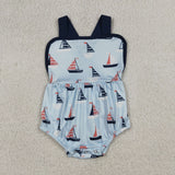 SR3945 Sailboat Navy Baby Boys Romper