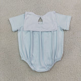 SR4075 Embroidery Farm Truck Barn Red Baby Boys Romper