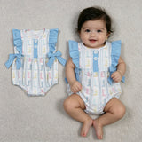 SR4088 Western Boots Sky Blue Baby Girls Romper