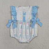 SR4088 Western Boots Sky Blue Baby Girls Romper