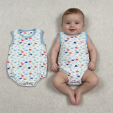 SR4096 Dinosaur Sky Blue Baby Boys Romper