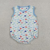 SR4096 Dinosaur Sky Blue Baby Boys Romper