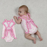 SR4112 Flower Bows Pink Baby Girls Romper