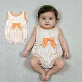 SR4122 Flower Floral Orange Cute Baby Girls Romper