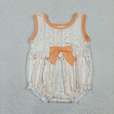SR4122 Flower Floral Orange Cute Baby Girls Romper