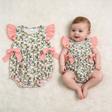 SR4125 Flower Big Bows Baby Girls Romper