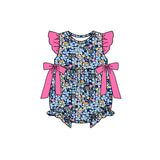 Preorder Samples SR4126 Flower Big Bows Pink Baby Girls Romper