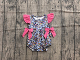 Preorder Samples SR4126 Flower Big Bows Pink Baby Girls Romper