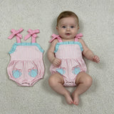 SR4127 Embroidery Scallop Shell Pink Cute Baby Girls Romper