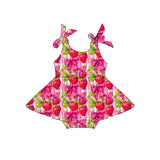 Preorder Samples SR4134 Strawberry Bows Pink Baby Girls Romper Dress