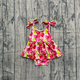 Preorder Samples SR4134 Strawberry Bows Pink Baby Girls Romper Dress
