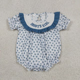 SR4141 Smocked DADDY'S GIRL Flower Baby Girls Romper