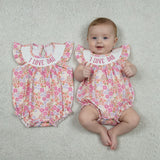 SR4142 Smocked I LOVE DAD Flower Floral Baby Girls Romper