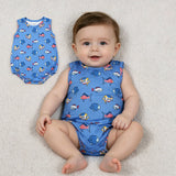 SR4151 Ocean Fish Blue Color Baby Boys Romper