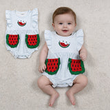 SR4153 Embroidery Watermelon Baby Girls Romper