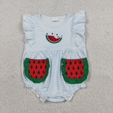 SR4153 Embroidery Watermelon Baby Girls Romper