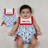 SR4154 I LOVE USA Star Baby Girls Romper