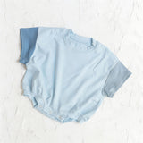 Preorder Samples SR4158 Solid Blue Color Baby Girls Romper