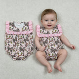 SR4160 Mallard Ducks Call Me Camo Bows Pink Baby Girls Romper