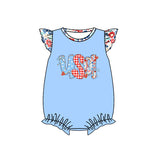 Preorder Samples SR4186 Embroidery 4th of July USA Flower Baby Girls Romper