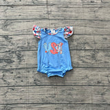 Preorder Samples SR4186 Embroidery 4th of July USA Flower Baby Girls Romper