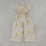 SR4196 Flower Floral Yellow Wide-leg Girl's Jumpsuit