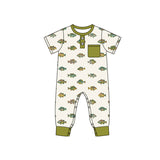 Preorder MOQ 5 pcs Each Style Golf Cart Mallard Ducks Baby Boys Romper