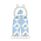 Preorder MOQ 5 Pcs Each Style Fall Pumpkin Bows Girls Jumpsuit