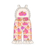 Preorder MOQ 5 Pcs Each Style Fall Pumpkin Bows Girls Jumpsuit