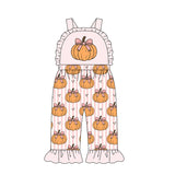 Preorder MOQ 5 Pcs Each Style Fall Pumpkin Bows Girls Jumpsuit