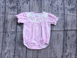 Preorder Samples SR4230 Smocked Baby Sister Pink Plaid Baby Girls Romper