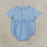 SR4231 Smocked Baby Brother Blue Plaid Baby Boys Romper
