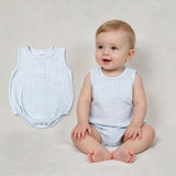 SR4232 Sky Blue Plaid Baby Boys Bubble Romper