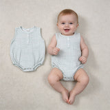 SR4234 Green Plaid Baby Boys Bubble Romper