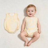 SR4236 Yellow Plaid Baby Boys Bubble Romper