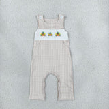 SR4277 Smocked Thanksgiving Day Turkey Plaid Baby Romper